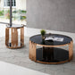 HomeRoots Stylish Round Smoked Glass End Table With Rose Gold Base