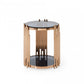 HomeRoots Stylish Round Smoked Glass End Table With Rose Gold Base