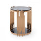 HomeRoots Stylish Round Smoked Glass End Table With Rose Gold Base