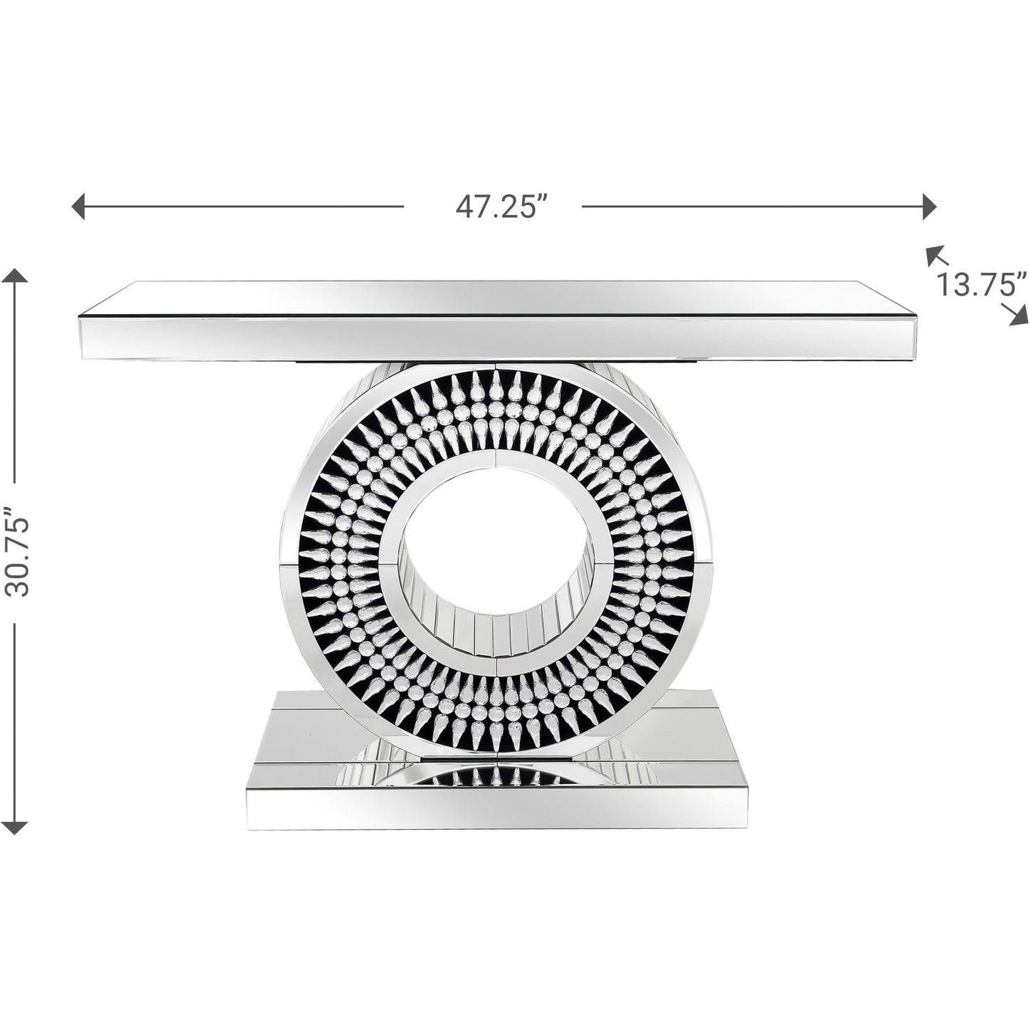 HomeRoots Sundial Console Table in Silver Finish