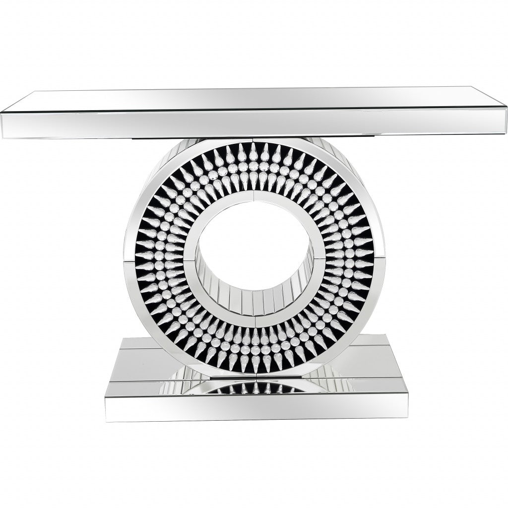 HomeRoots Sundial Console Table in Silver Finish