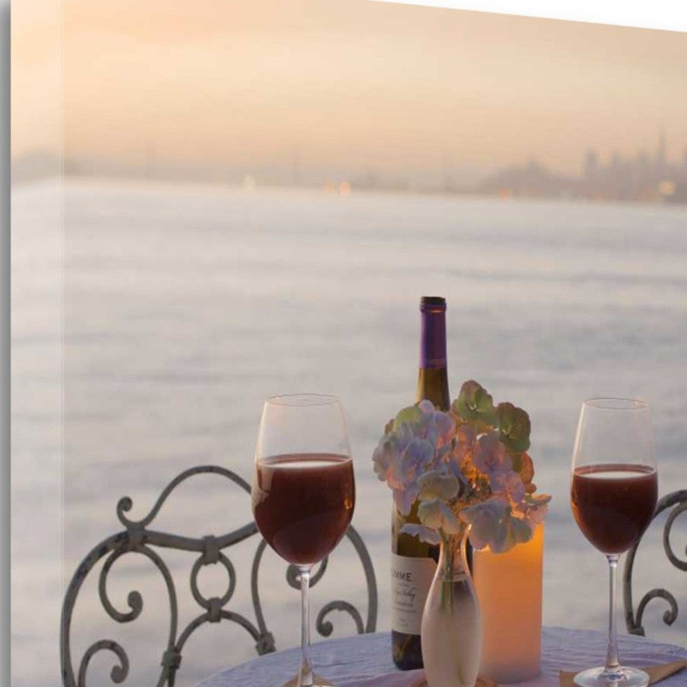 HomeRoots Sunset Wine Night For Two City 4 Giclee Wrap Canvas Wall Art