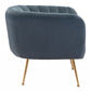 HomeRoots Super Soft Vertical Channel Accent Club Chair in Gray and Gold Finish