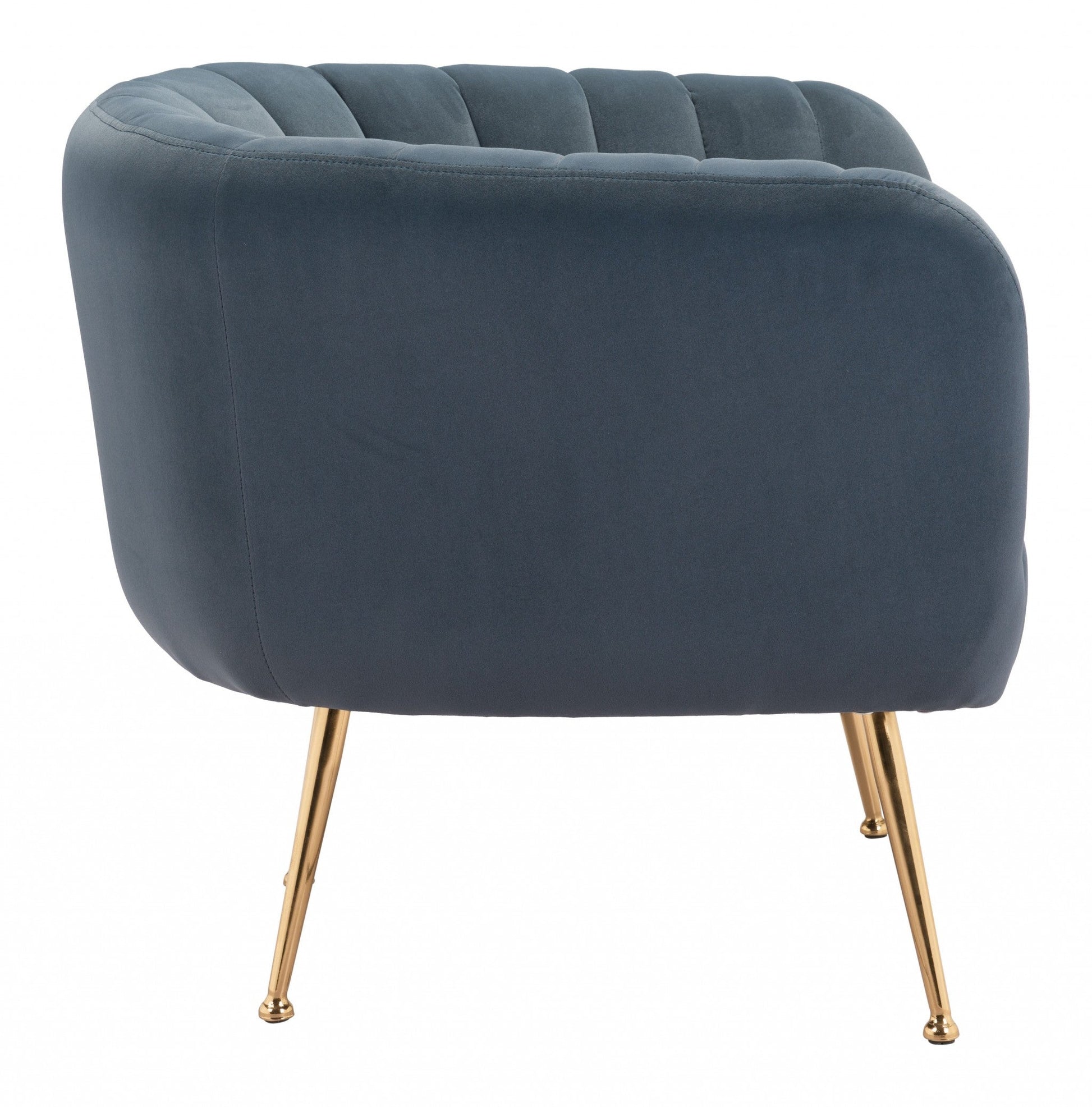 HomeRoots Super Soft Vertical Channel Accent Club Chair in Gray and Gold Finish