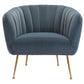 HomeRoots Super Soft Vertical Channel Accent Club Chair in Gray and Gold Finish