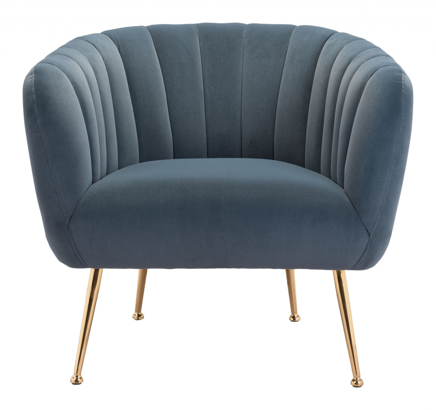 HomeRoots Super Soft Vertical Channel Accent Club Chair in Gray and Gold Finish