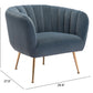 HomeRoots Super Soft Vertical Channel Accent Club Chair in Gray and Gold Finish