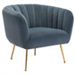 HomeRoots Super Soft Vertical Channel Accent Club Chair in Gray and Gold Finish