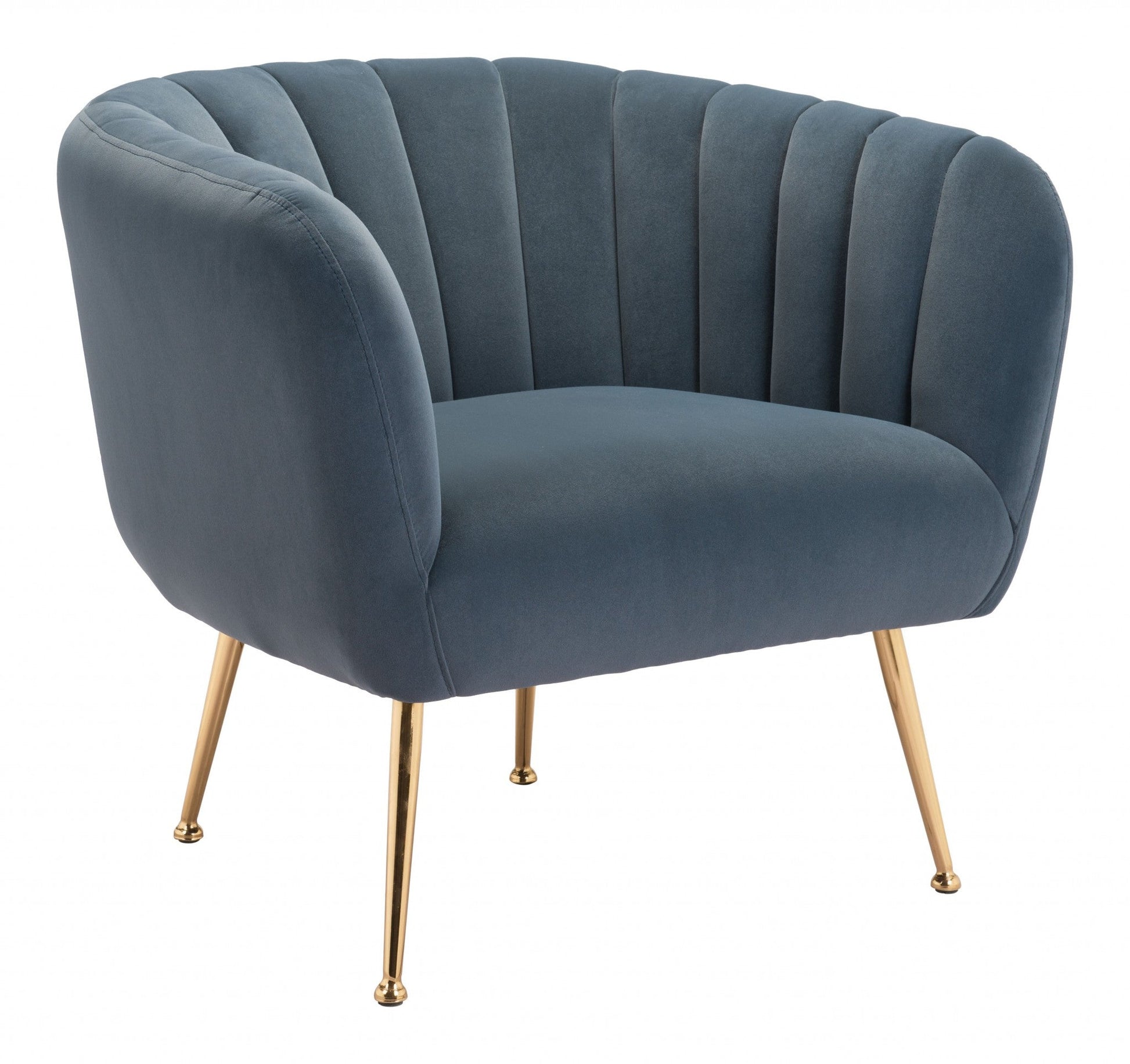 HomeRoots Super Soft Vertical Channel Accent Club Chair in Gray and Gold Finish