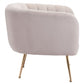 HomeRoots Super Soft Vertical Channel Accent Club Chair in Ivory and Gold Finish