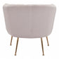 HomeRoots Super Soft Vertical Channel Accent Club Chair in Ivory and Gold Finish