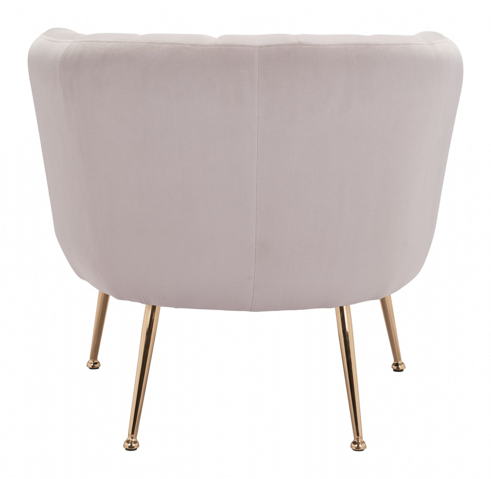 HomeRoots Super Soft Vertical Channel Accent Club Chair in Ivory and Gold Finish