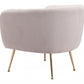 HomeRoots Super Soft Vertical Channel Accent Club Chair in Ivory and Gold Finish