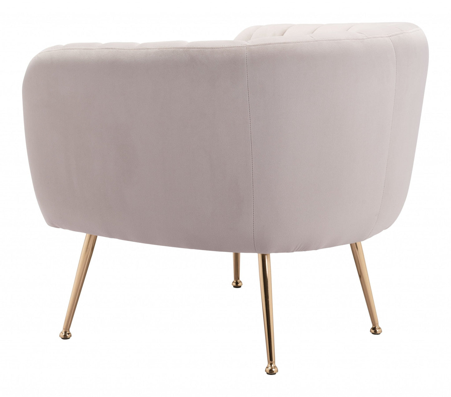 HomeRoots Super Soft Vertical Channel Accent Club Chair in Ivory and Gold Finish