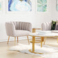 HomeRoots Super Soft Vertical Channel Accent Club Chair in Ivory and Gold Finish