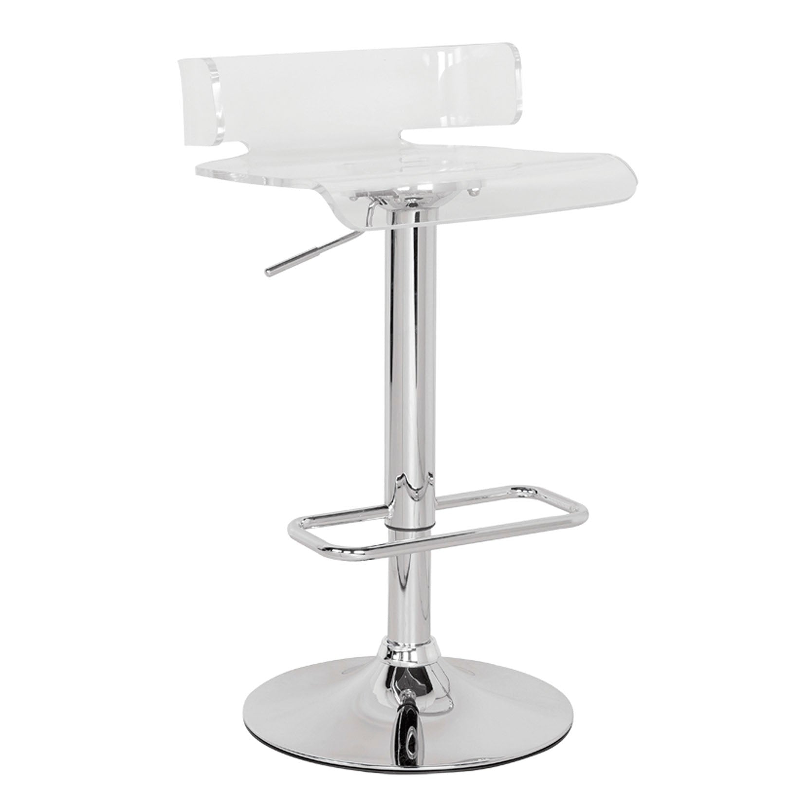 HomeRoots Swivel Adjustable Bar Stool In Clear And Chrome Finish