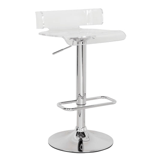 HomeRoots Swivel Adjustable Bar Stool In Clear And Chrome Finish