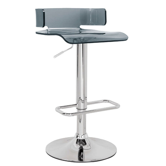 HomeRoots Swivel Adjustable Bar Stool In Gray And Chrome Finish
