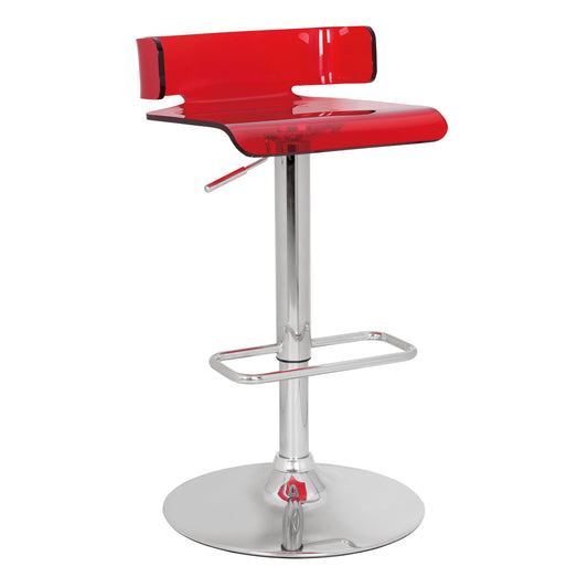 HomeRoots Swivel Adjustable Bar Stool In Red And Chrome Finish