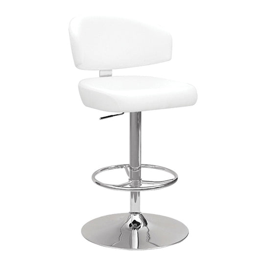 HomeRoots Swivel Adjustable Stool In White And Chrome Finish