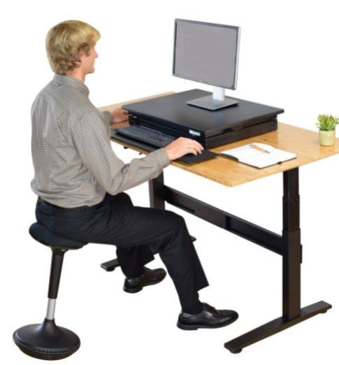 HomeRoots Tall Swivel Active Balance Chair in Black Finish