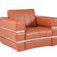 HomeRoots Terra Cotta Stripe Top Grade Italian Leather Chair
