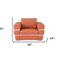 HomeRoots Terra Cotta Stripe Top Grade Italian Leather Chair