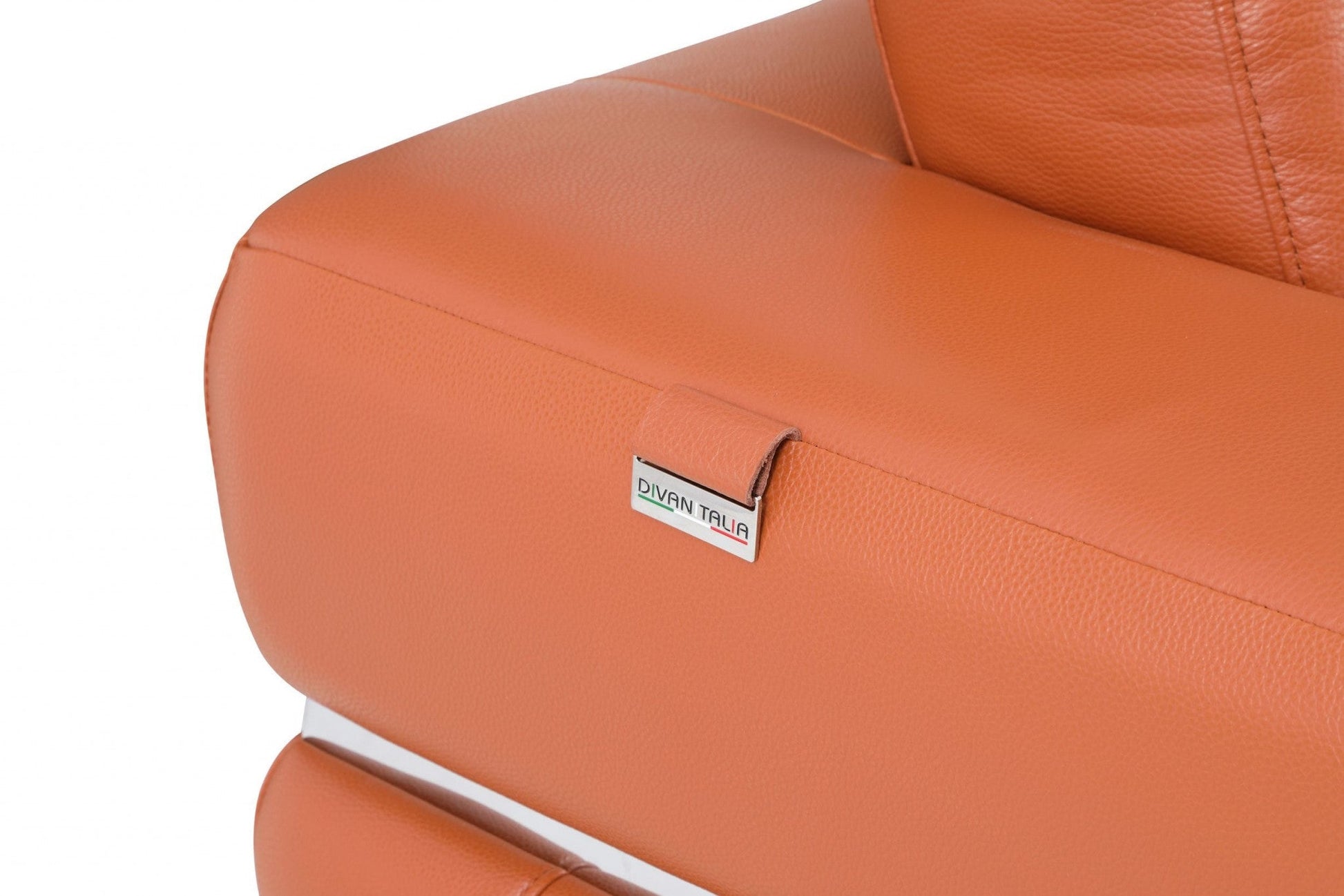 HomeRoots Terra Cotta Stripe Top Grade Italian Leather Chair