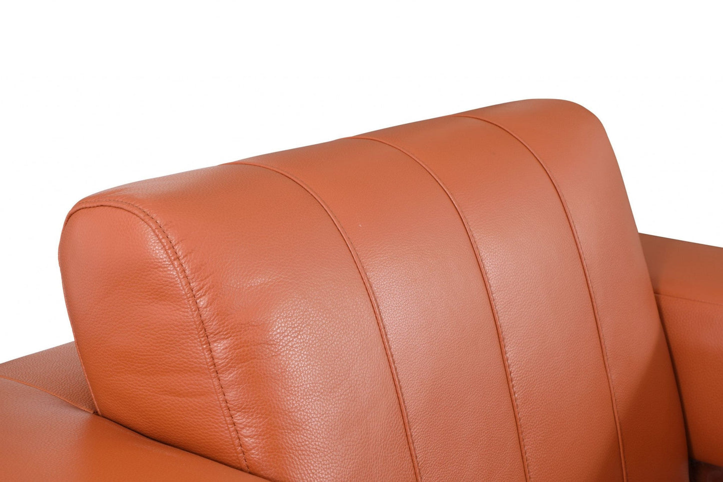 HomeRoots Terra Cotta Stripe Top Grade Italian Leather Chair