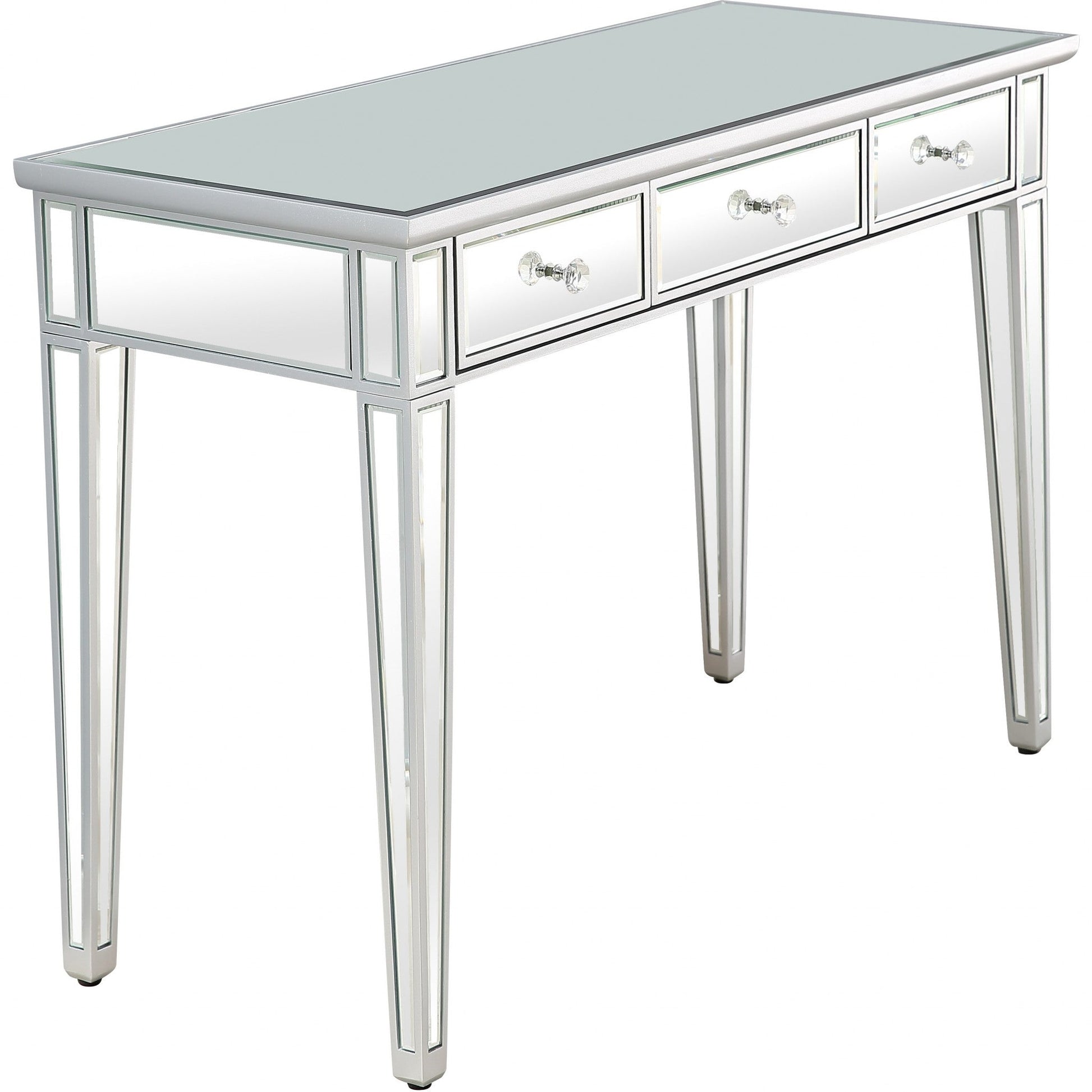 HomeRoots Three Drawer Console Table in Silver Finish