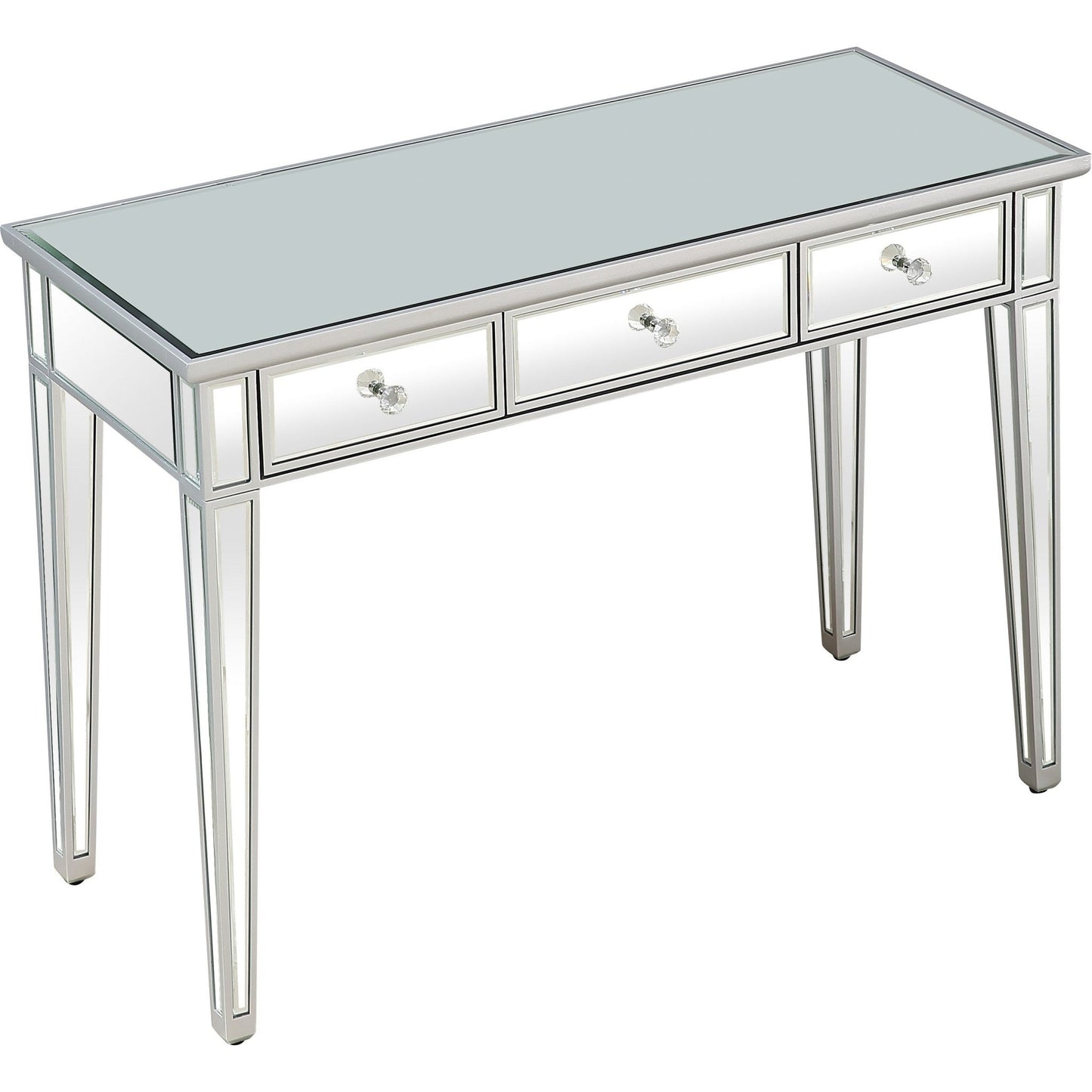 HomeRoots Three Drawer Console Table in Silver Finish