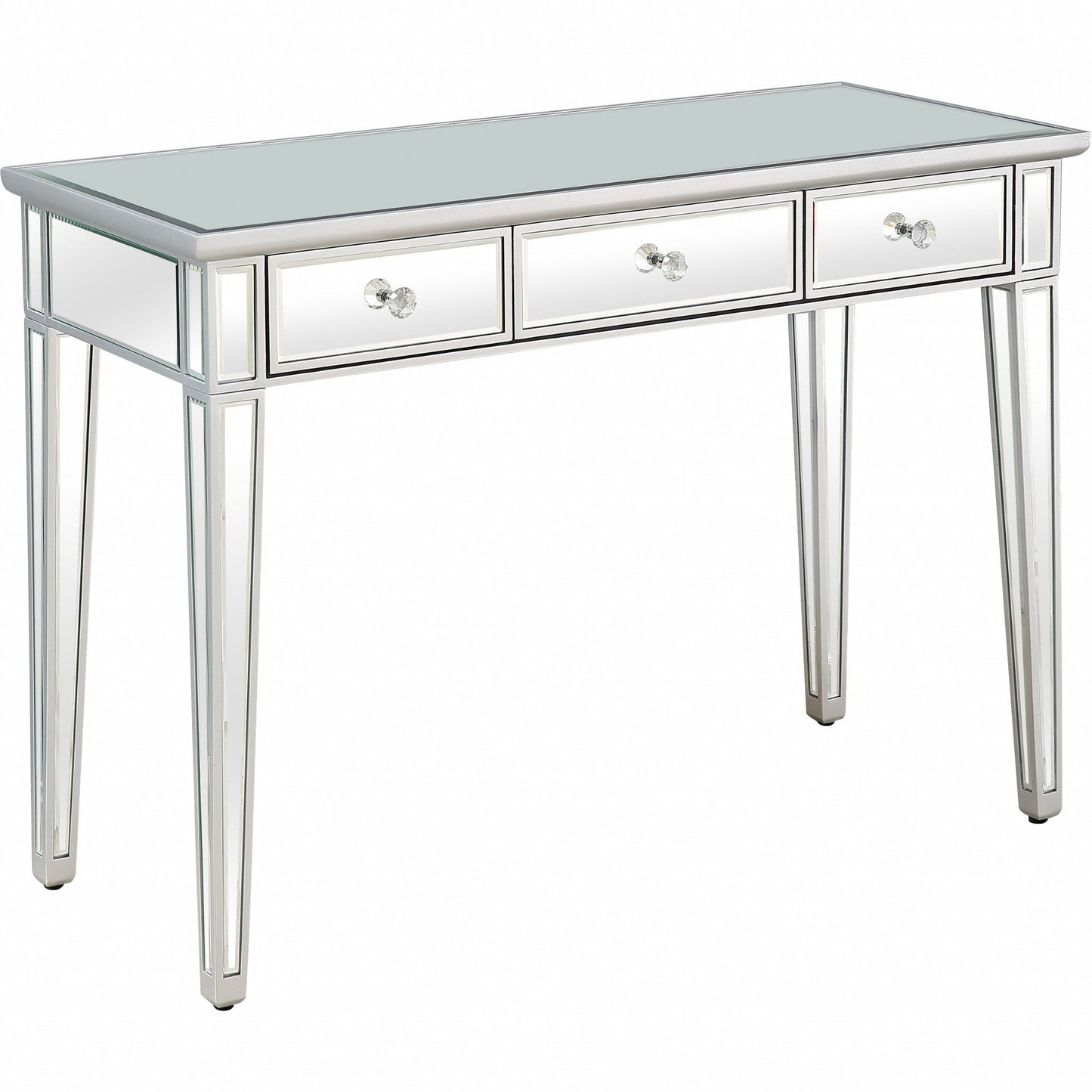 HomeRoots Three Drawer Console Table in Silver Finish