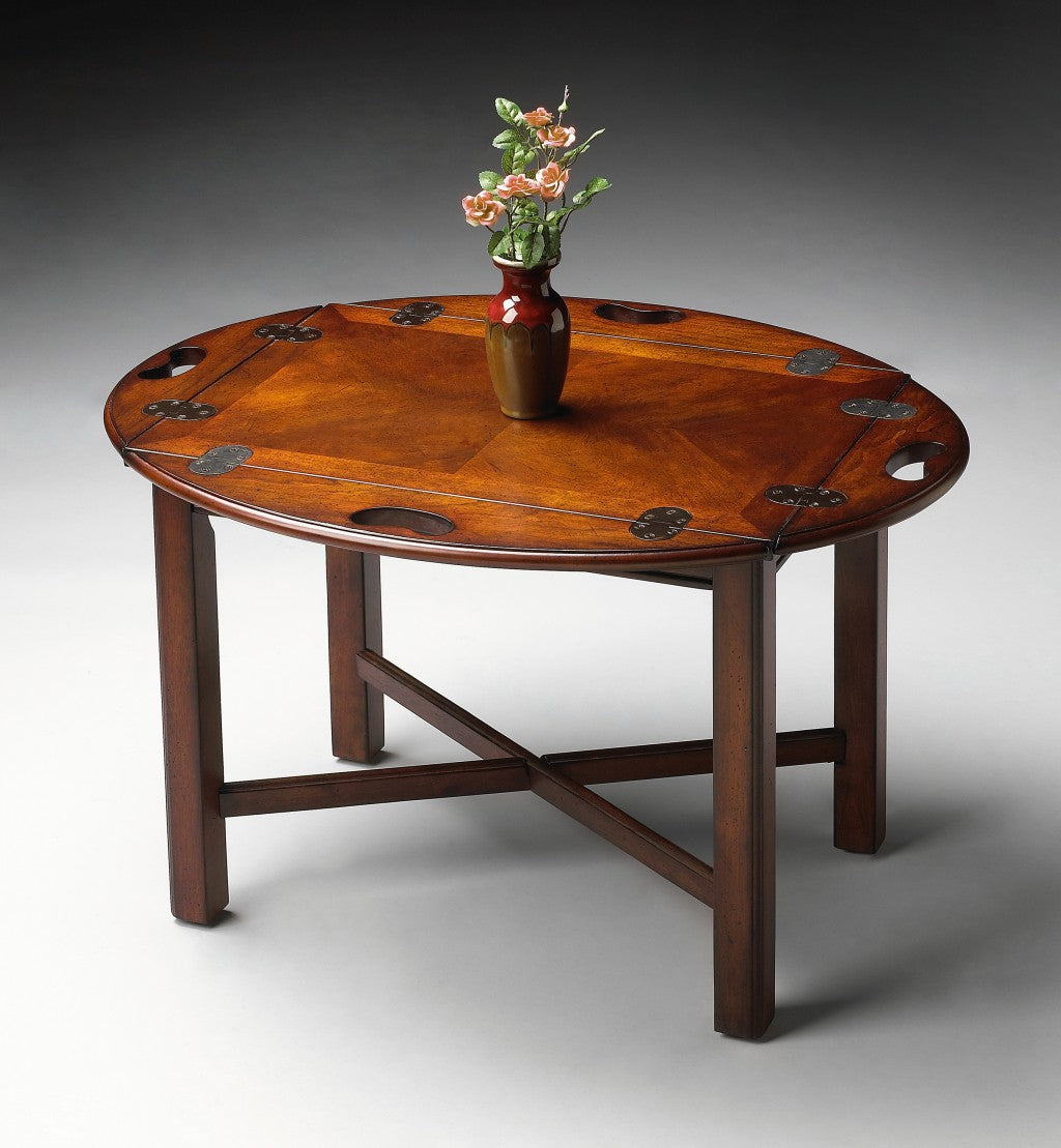 HomeRoots Traditional Cherry Table in Dark Brown Finish