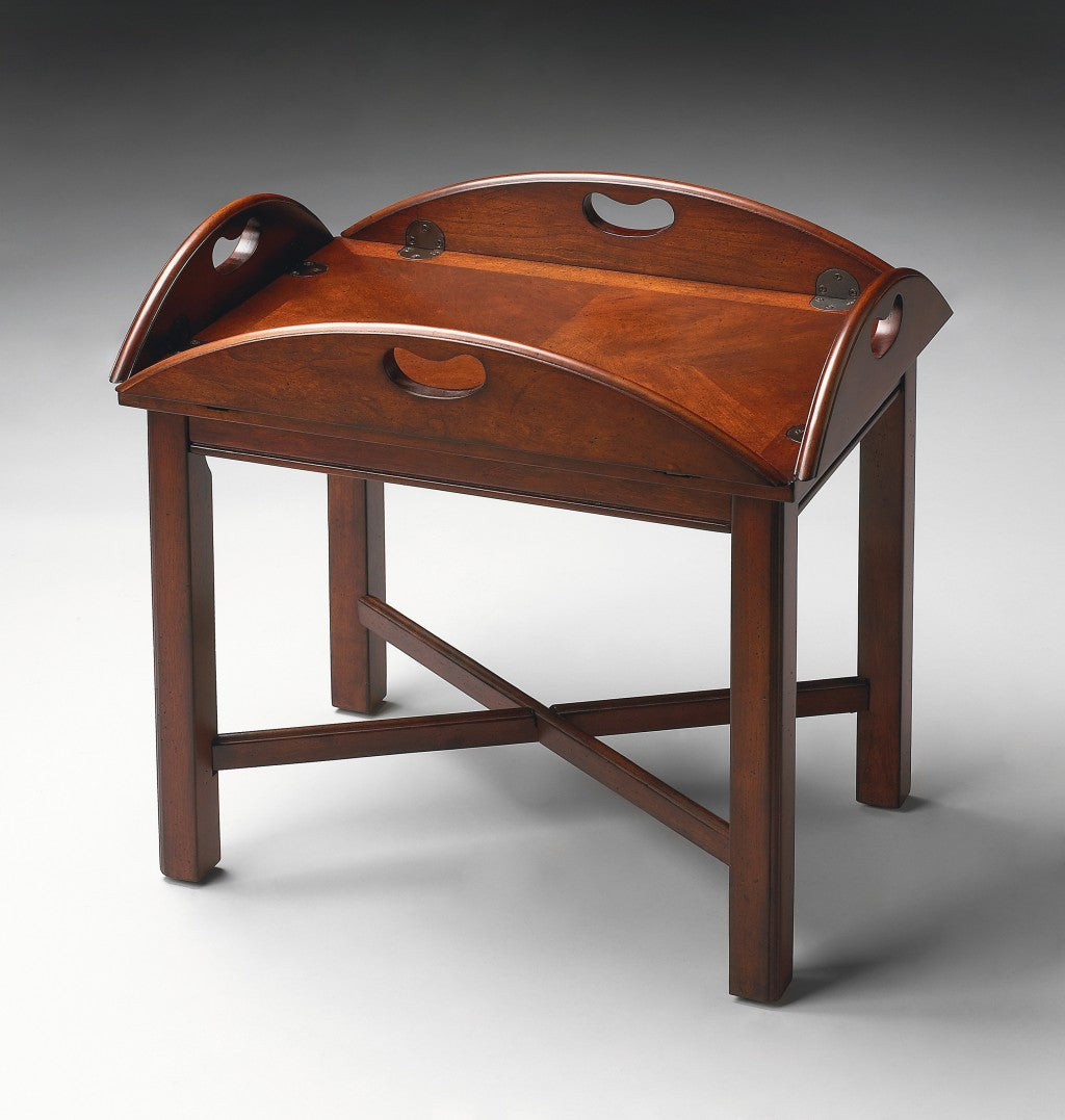 HomeRoots Traditional Cherry Table in Dark Brown Finish