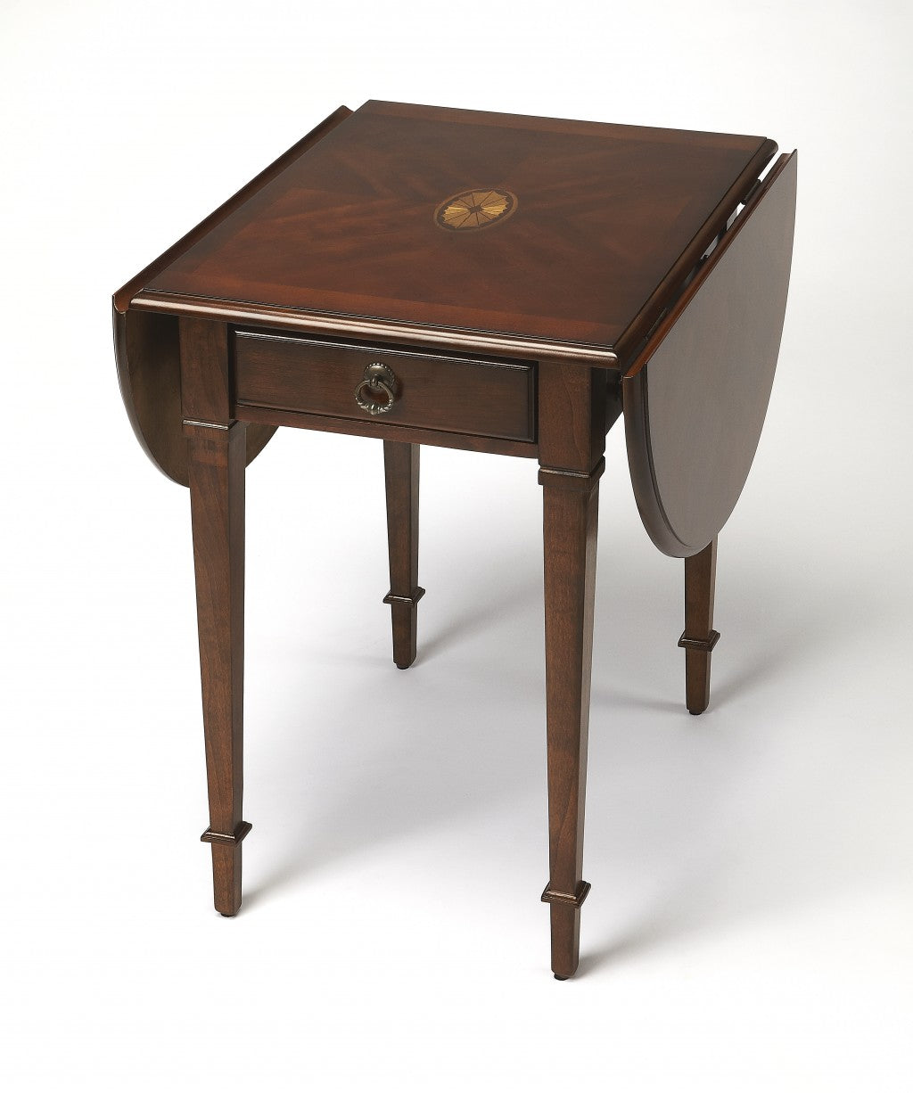 HomeRoots Traditional Drop Leaf Table in Cherry Brown Finish