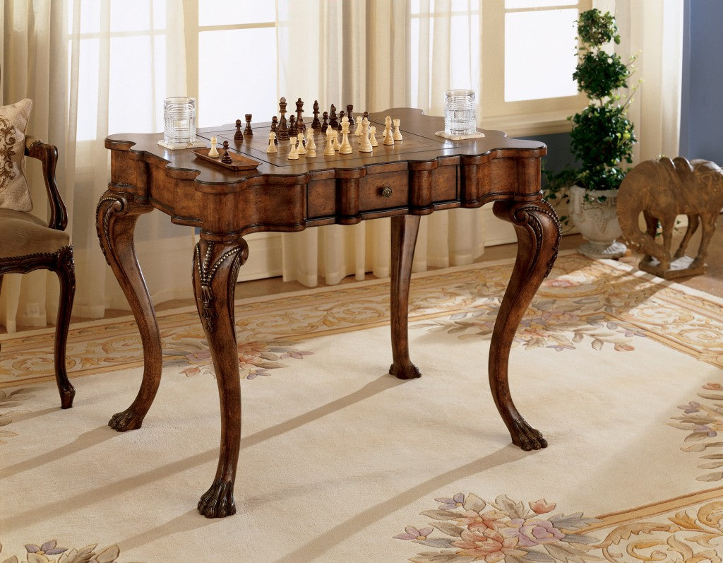 HomeRoots Traditional Game Table in Brown Finish