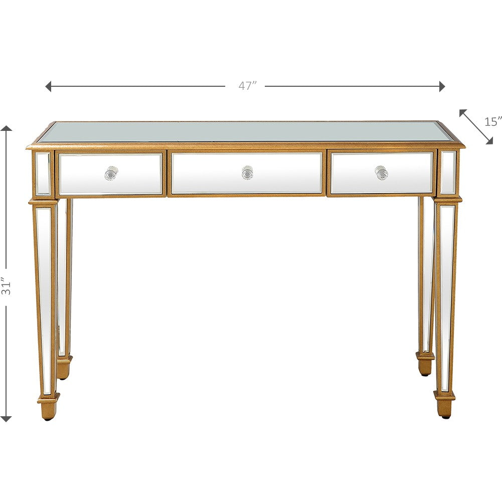 HomeRoots Trim Console Table With Gold Finish