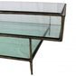 HomeRoots Triple Layered Coffee Table in Clear Glass Finish