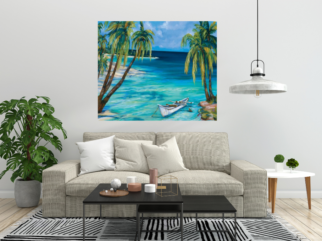 HomeRoots Tropical Beach View 4 Giclee Wrap Canvas Wall Art