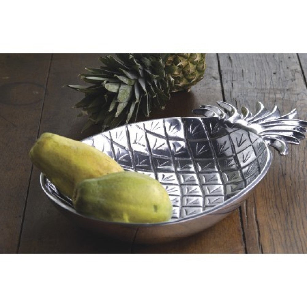 HomeRoots Tropical Pineapple Shaped Serving Bowl in Silver Finish