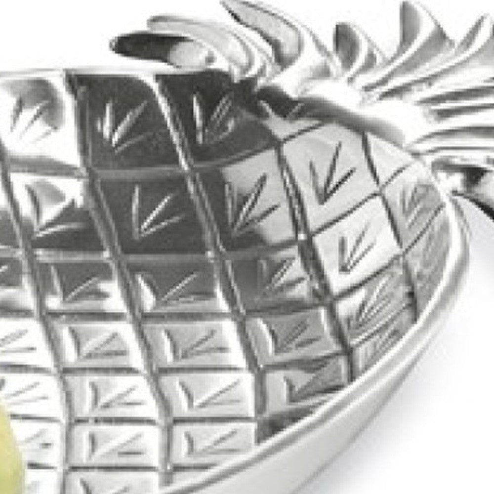 HomeRoots Tropical Pineapple Shaped Serving Bowl in Silver Finish