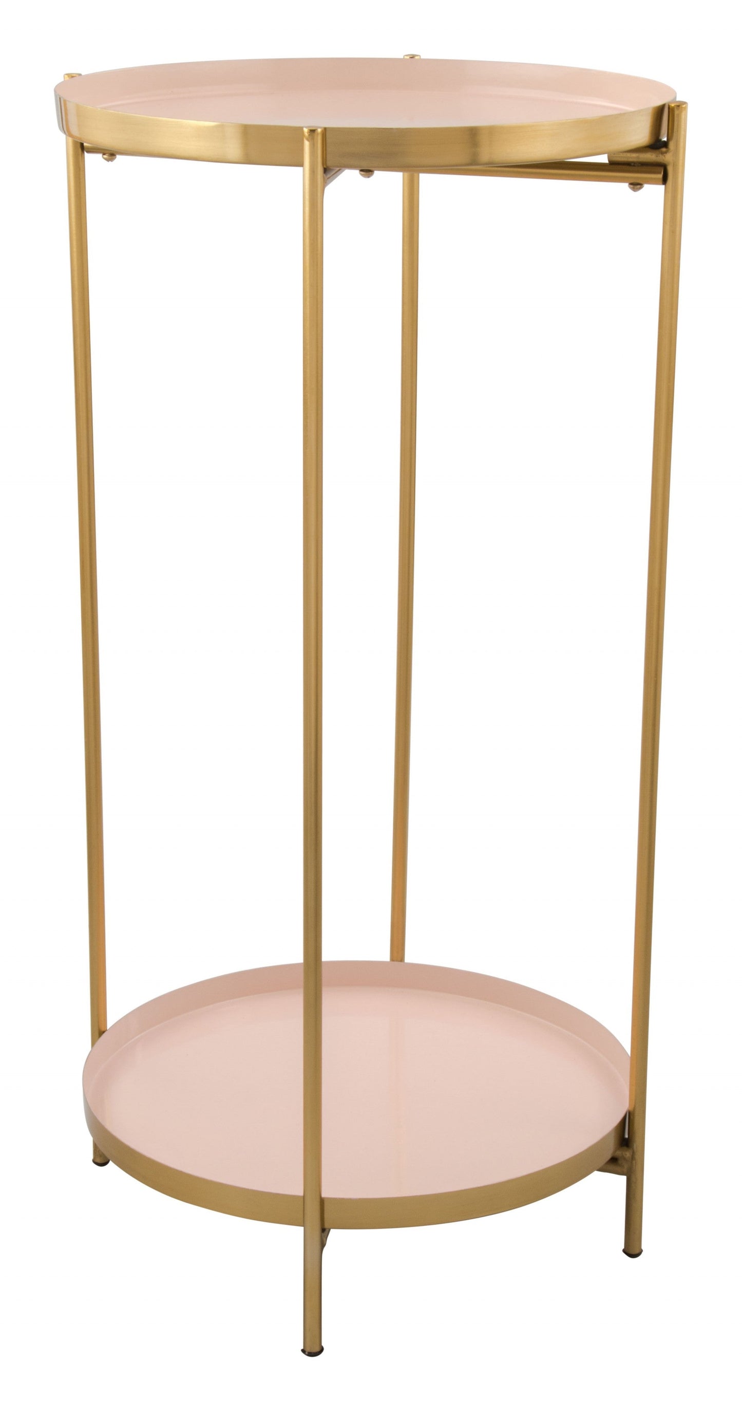 HomeRoots Two Level Side Table With White and Gold Finish
