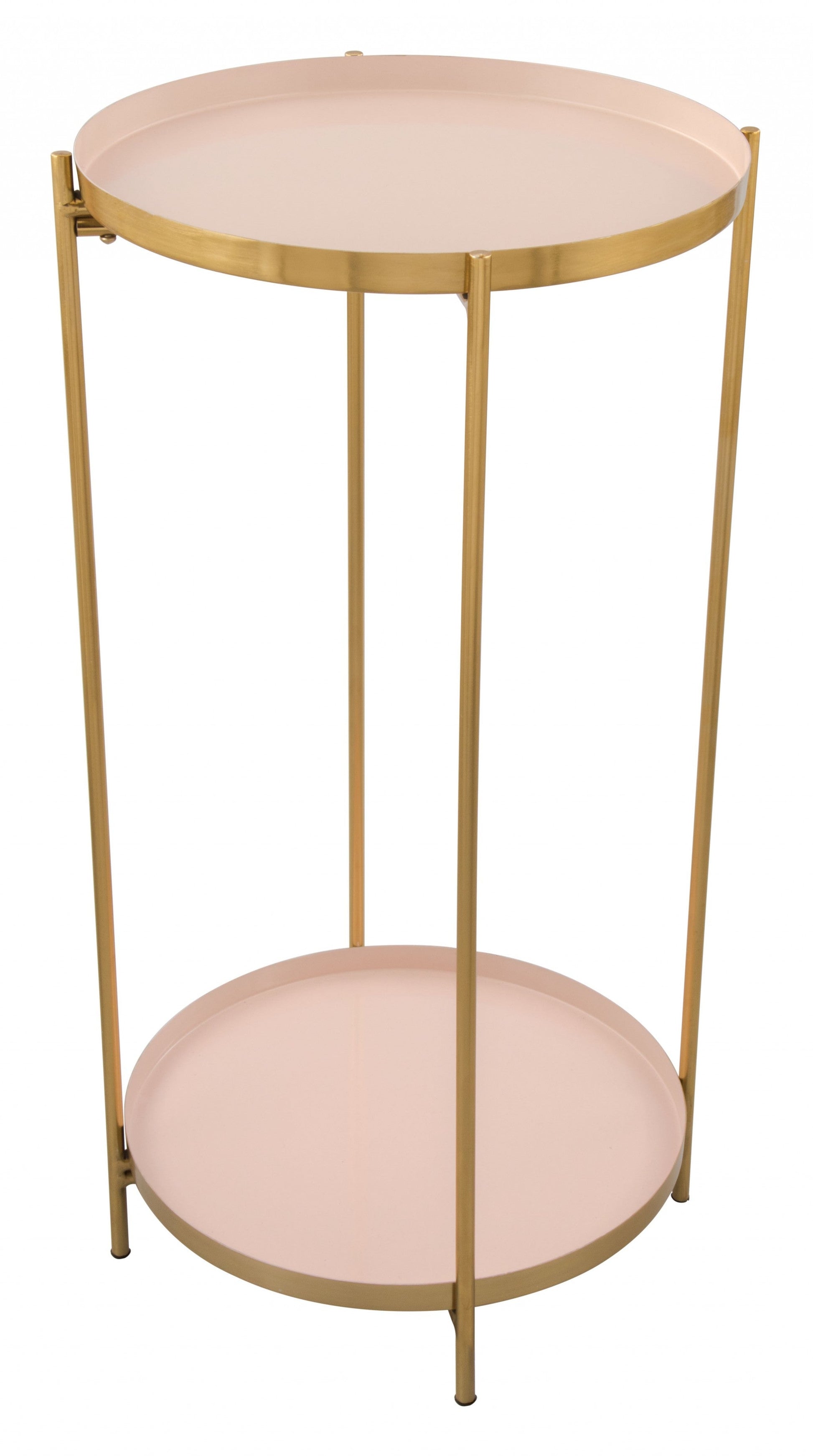 HomeRoots Two Level Side Table With White and Gold Finish