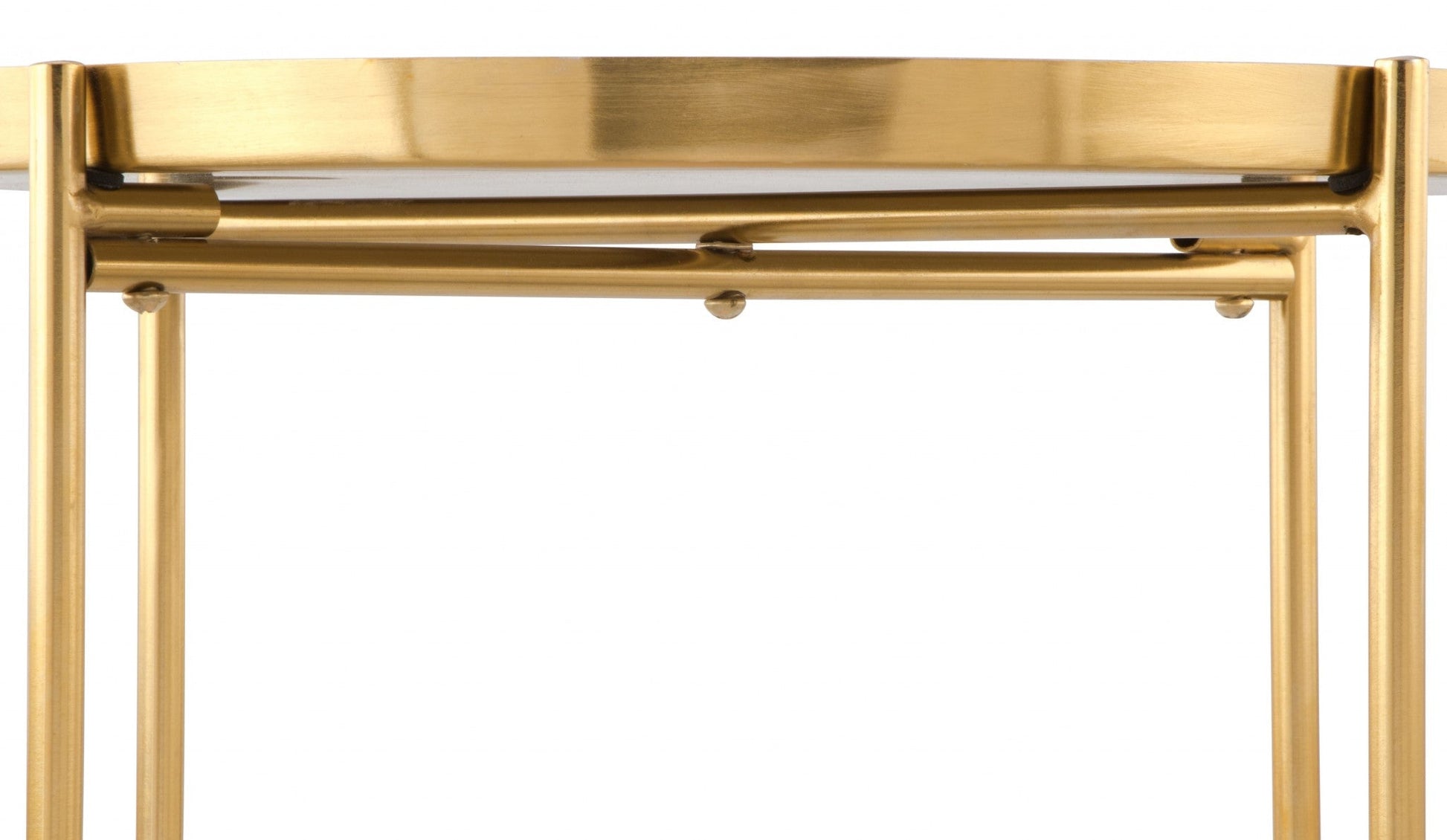 HomeRoots Two Level Side Table With White and Gold Finish