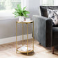 HomeRoots Two Level Side Table With White and Gold Finish