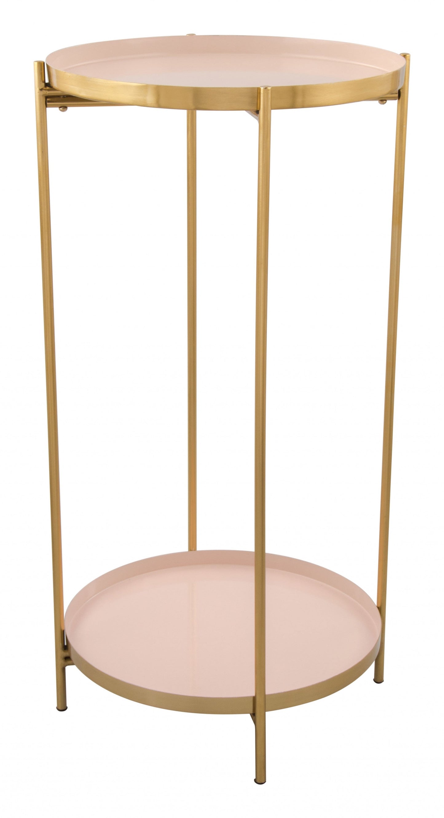 HomeRoots Two Level Side Table With White and Gold Finish