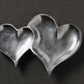 HomeRoots Two Section Silver Heart Shaped Tray With Textured Finish