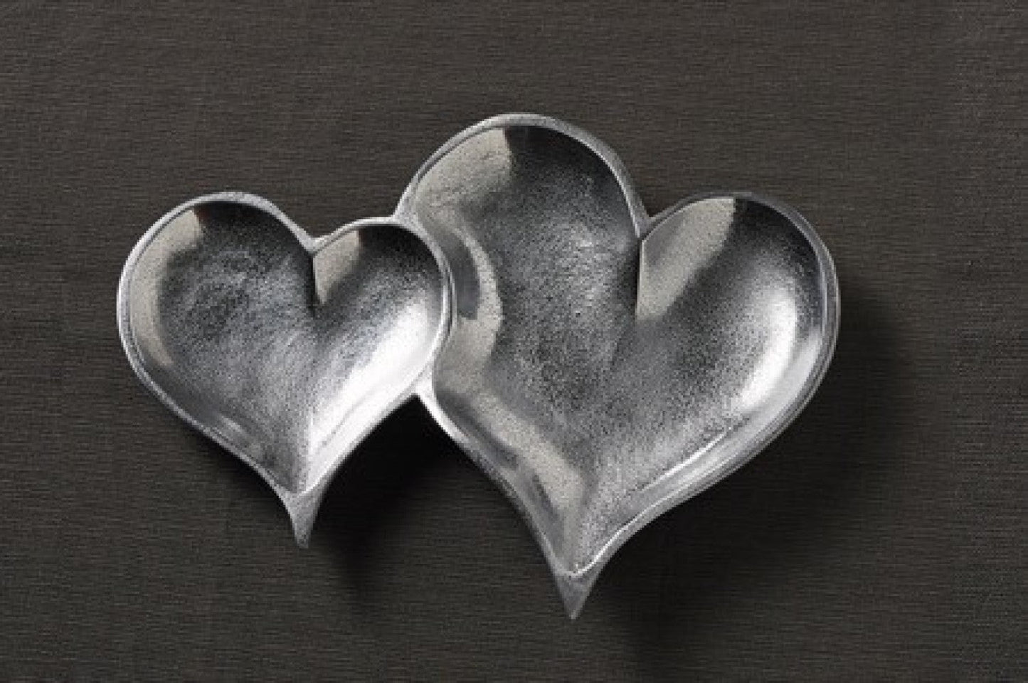 HomeRoots Two Section Silver Heart Shaped Tray With Textured Finish