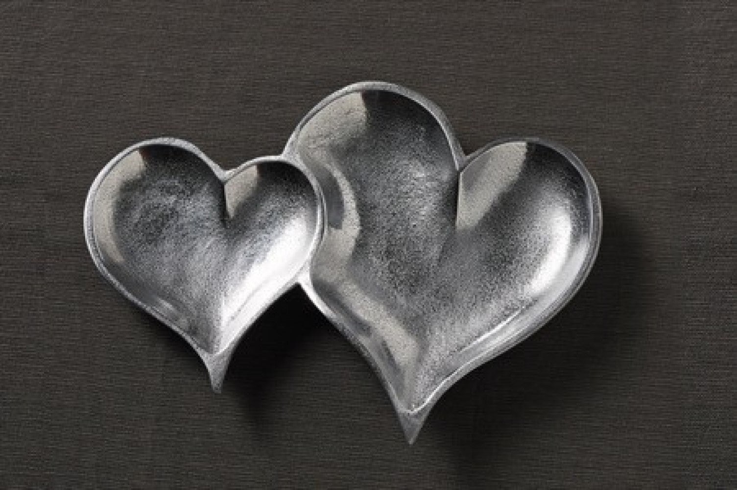 HomeRoots Two Section Silver Heart Shaped Tray With Textured Finish