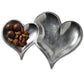 HomeRoots Two Section Silver Heart Shaped Tray With Textured Finish